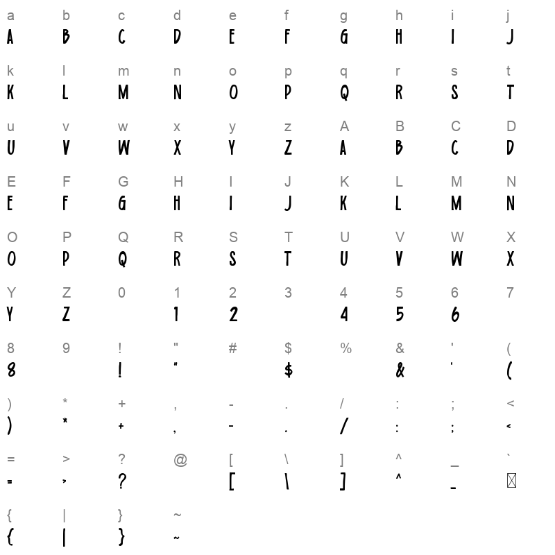 Insans Character Map