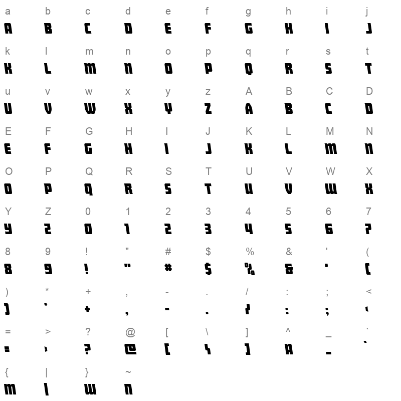 intrepidspear left Character Map
