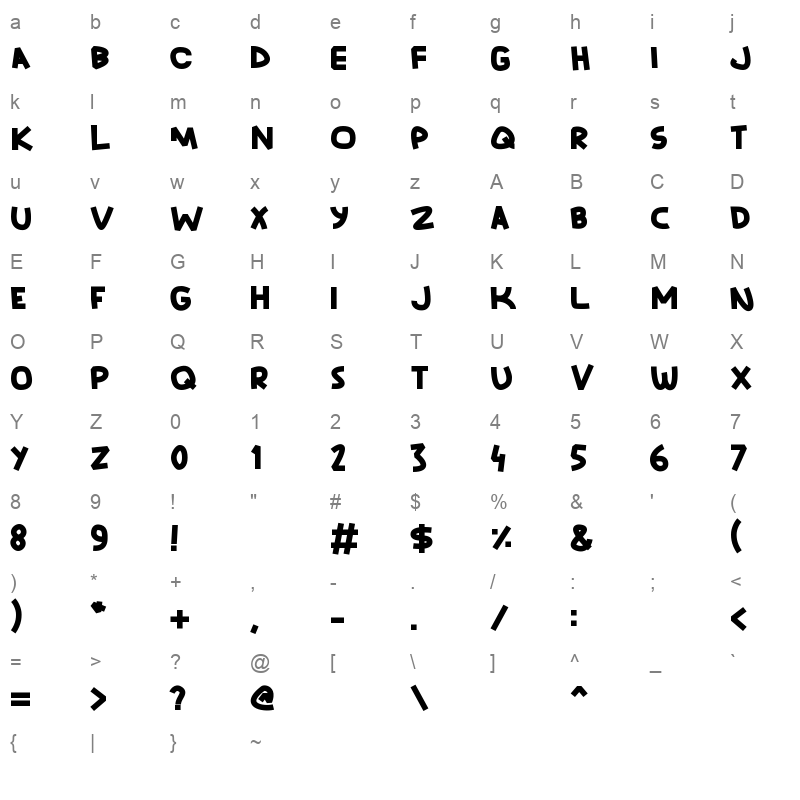Isami Ri Display Bold Character Map