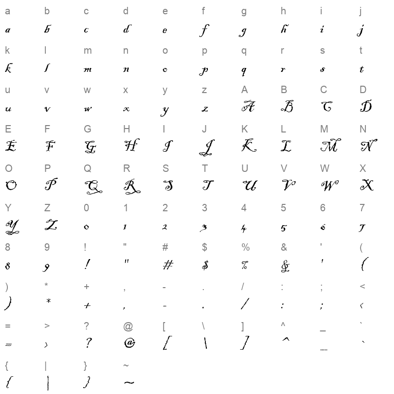 ITCBLKAD Character Map