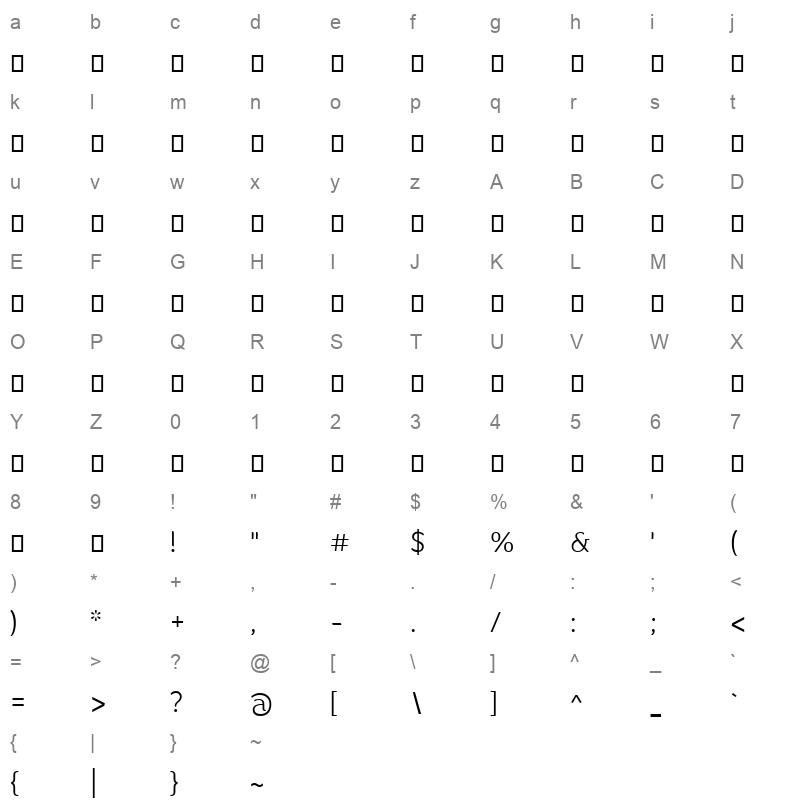 ithra light webfont Character Map