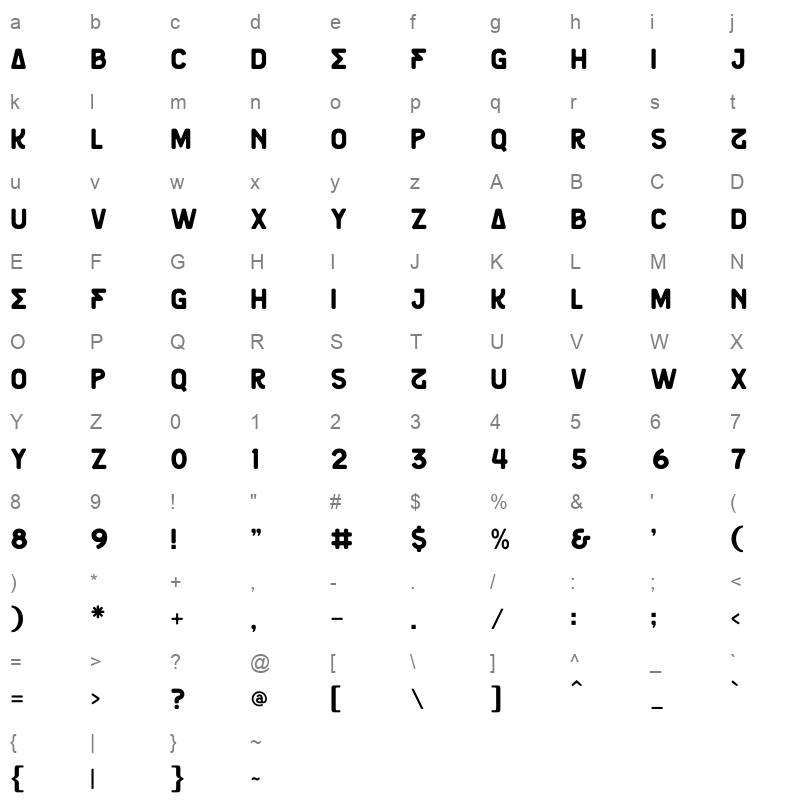 JABREGOR Character Map