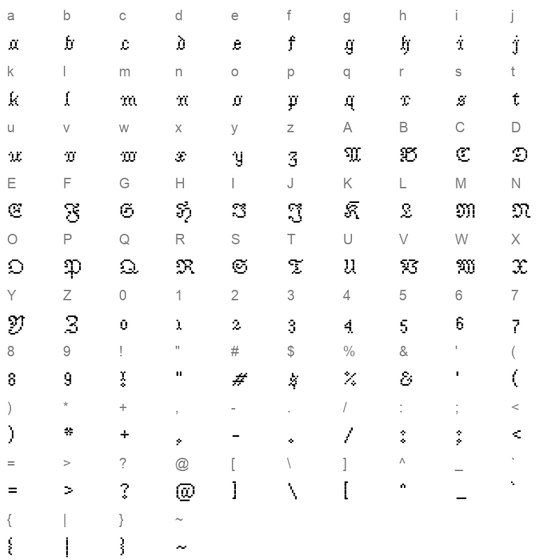 Jacquarda Bastarda 9 Regular Character Map