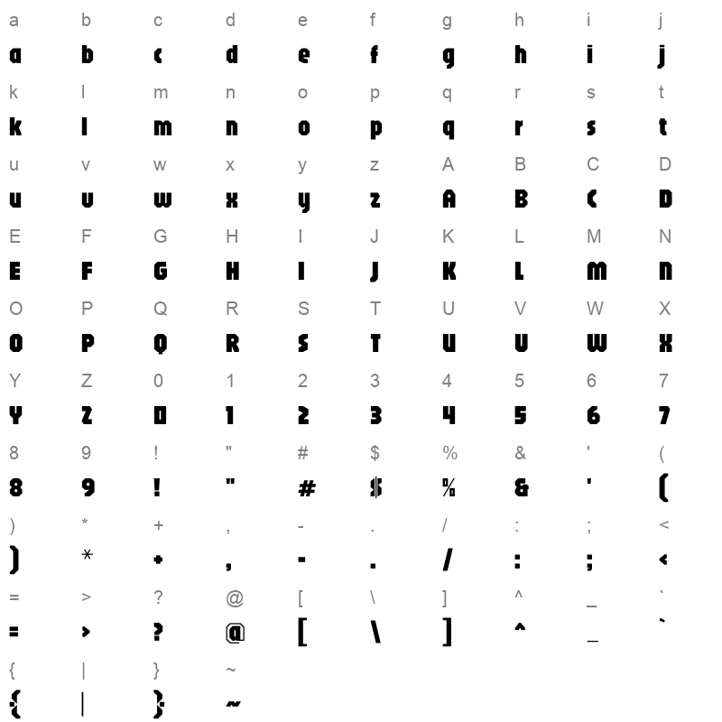 Jaro 60pt Regular Character Map