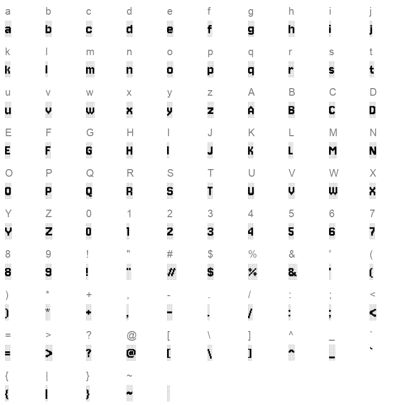 Jersey 10 Charted Regular Character Map