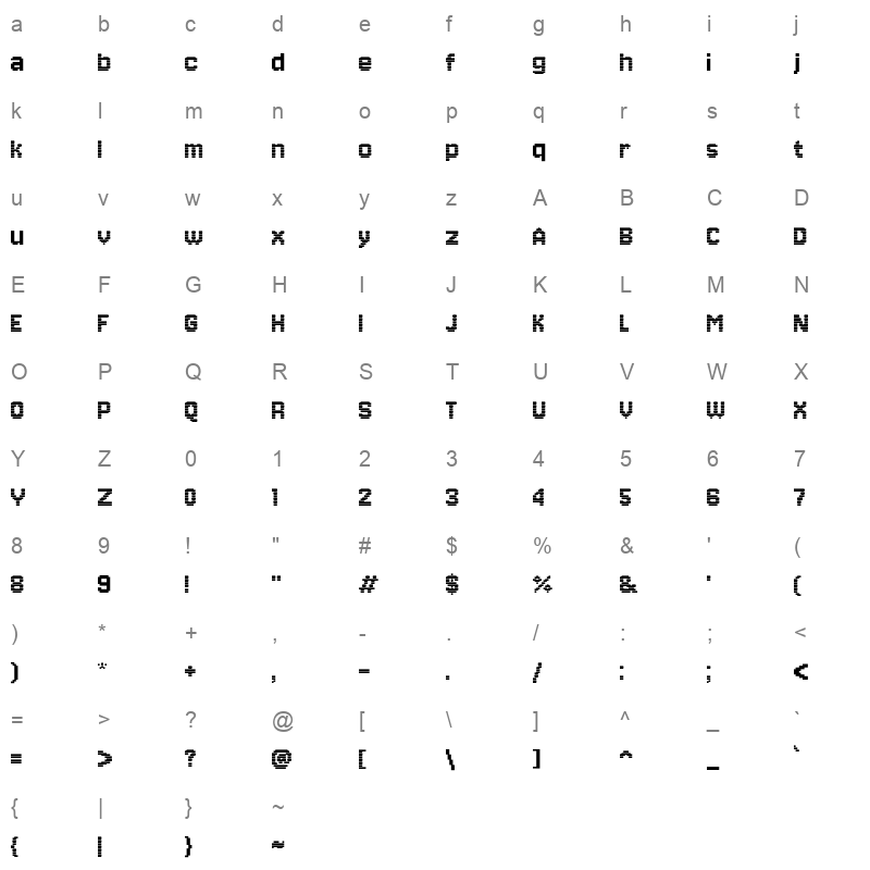 Jersey 10 Regular Character Map