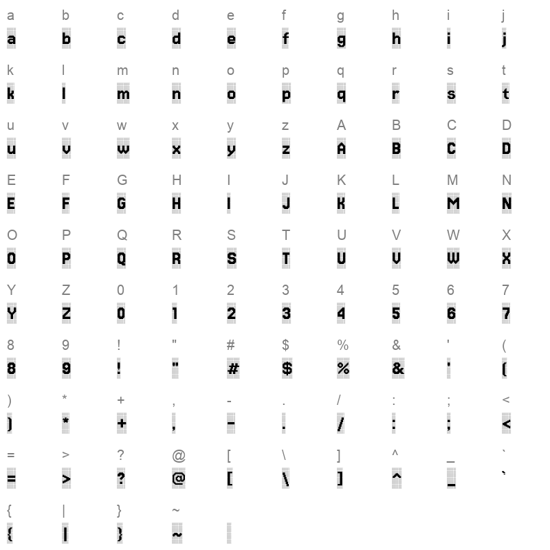 Jersey 15 Charted Regular Character Map