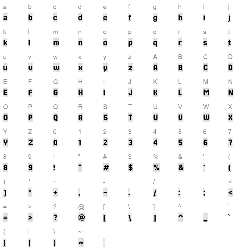 Jersey 25 Charted Regular Character Map