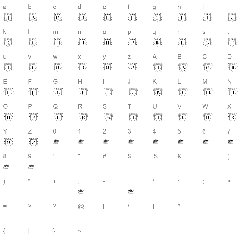 Jianshi Chinese Monogram Character Map