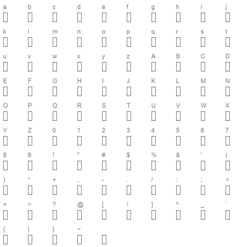 Juhyna Reg Character Map