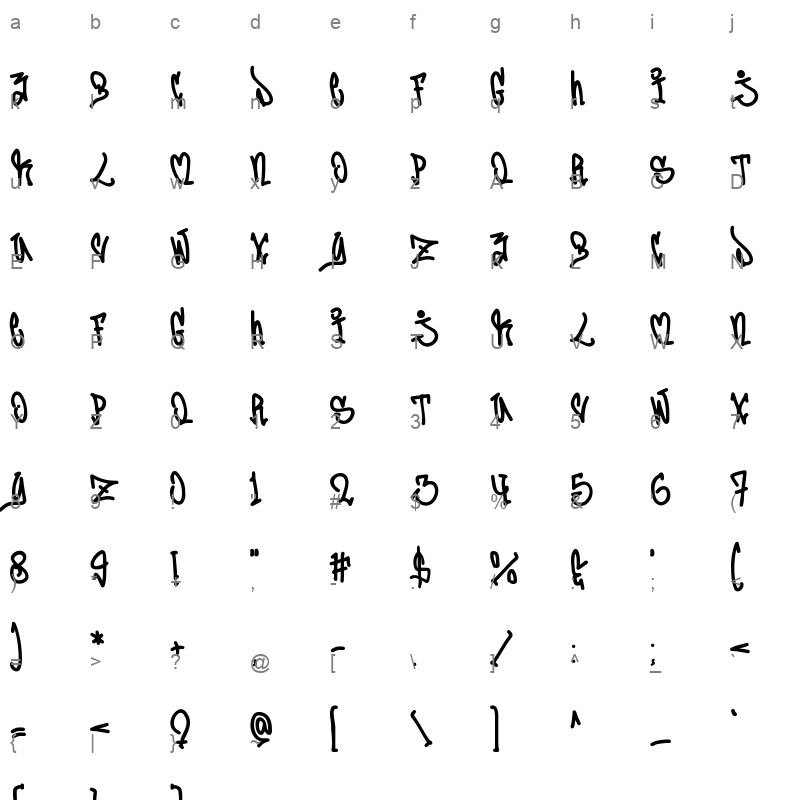 Jumping Squid Graffiti Character Map