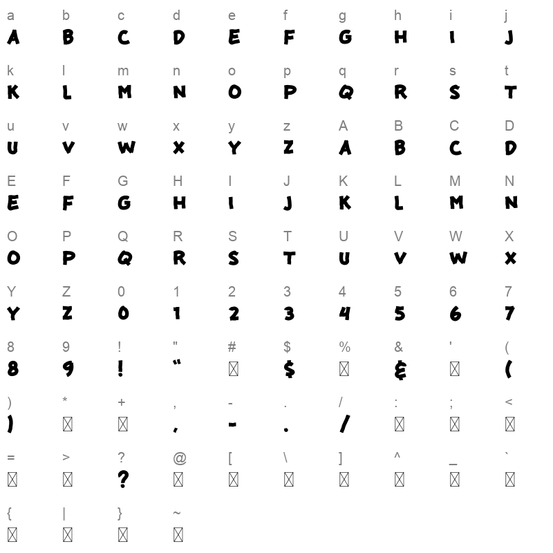Jumpking Character Map