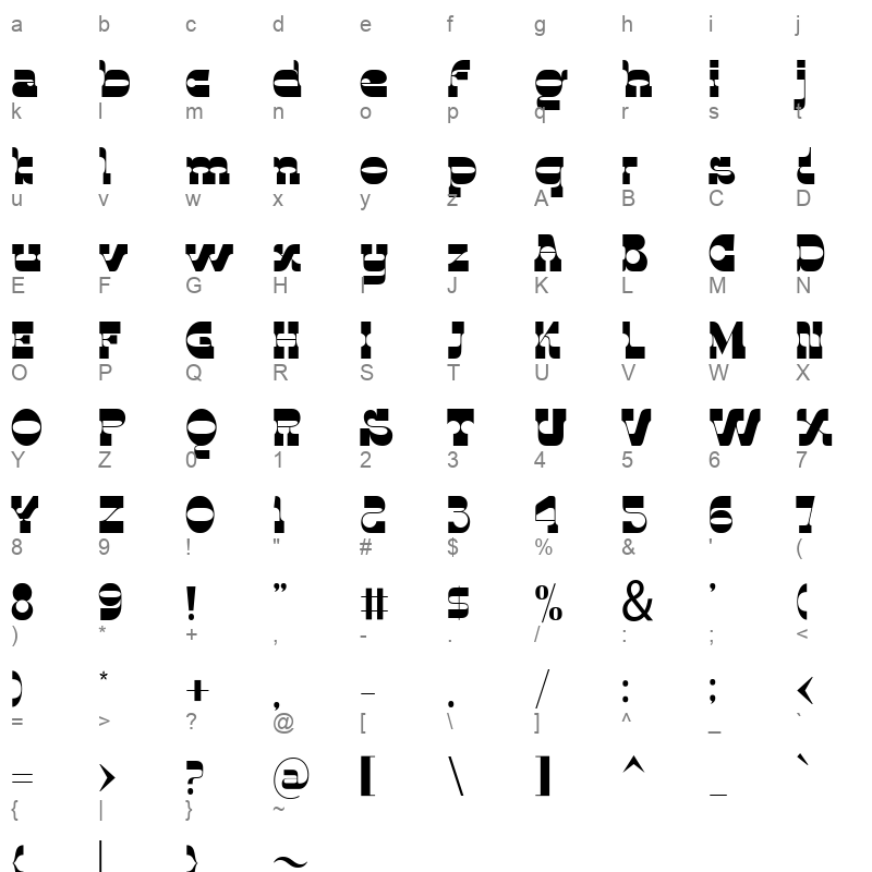 Justice Ratkati Bold TTF Character Map