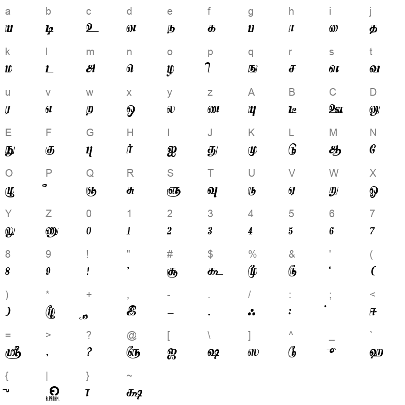 Kamaas Regular Character Map