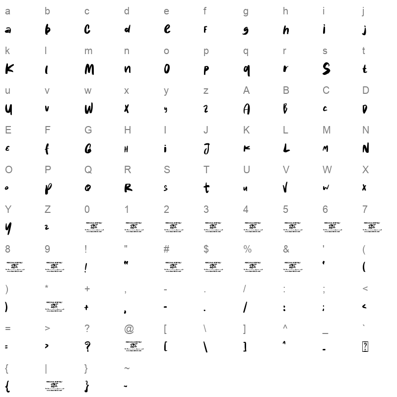 Kebalik Brush Character Map