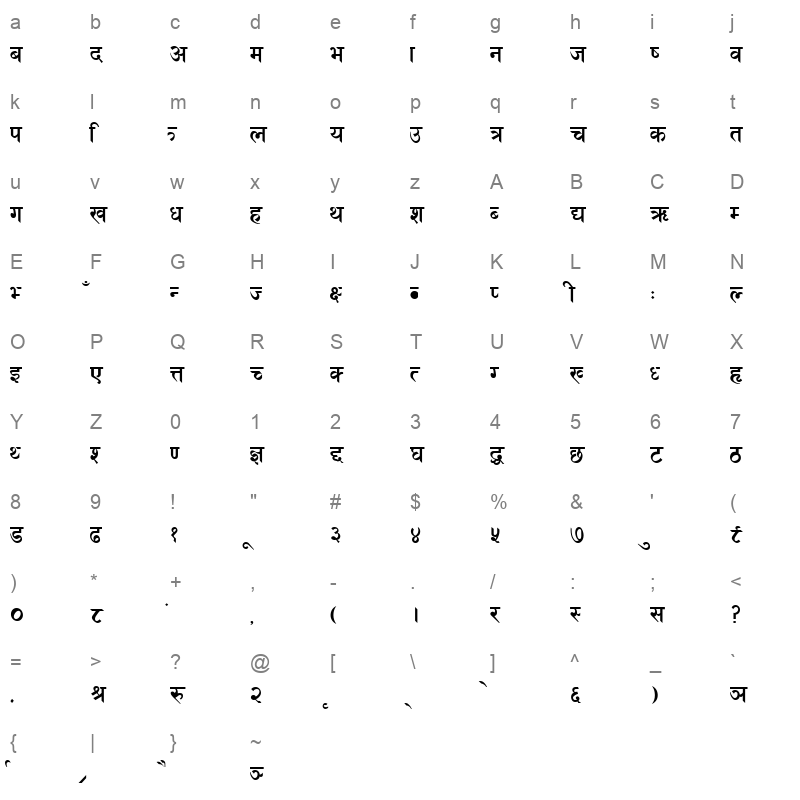 Khaki Plain62391 12411 PM Character Map