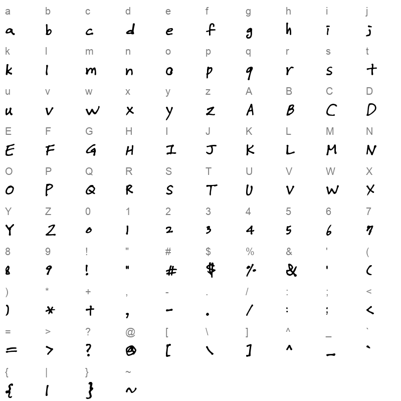 Korean Fonts 2 Regular Character Map