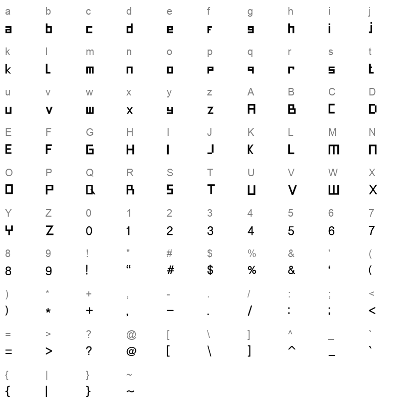 Korean Fonts 4 Regular Character Map