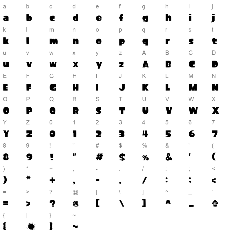 Korean Fonts 6 K Regular Character Map