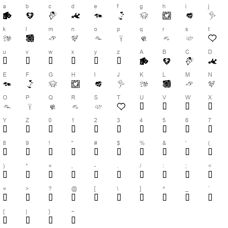 KR Be Mine Always Regular Character Map