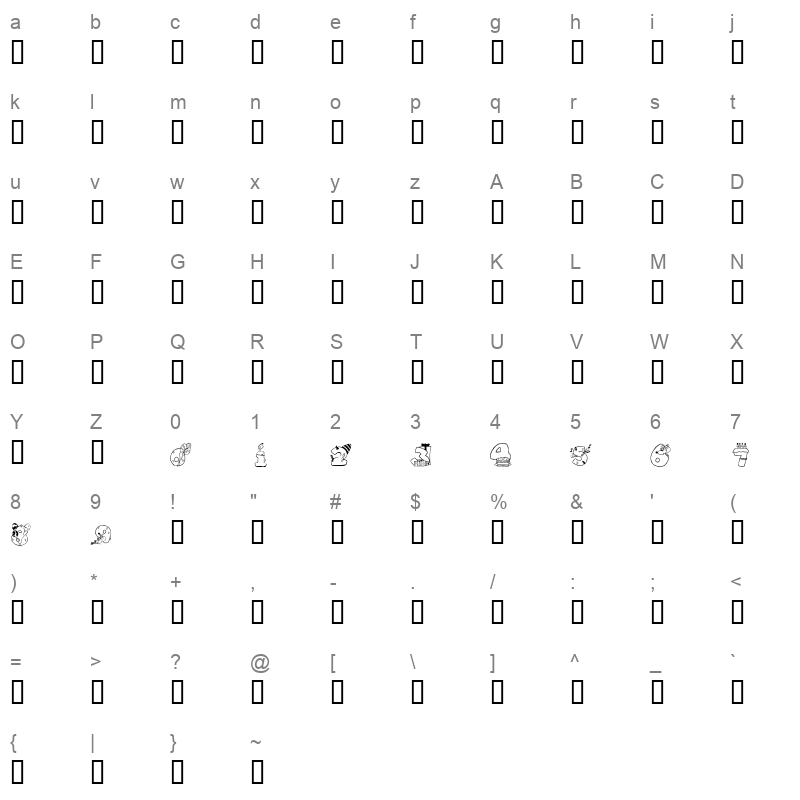 KR Birthday Numbers Regular Character Map