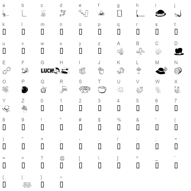 KR Bits O'Shea Regular Character Map