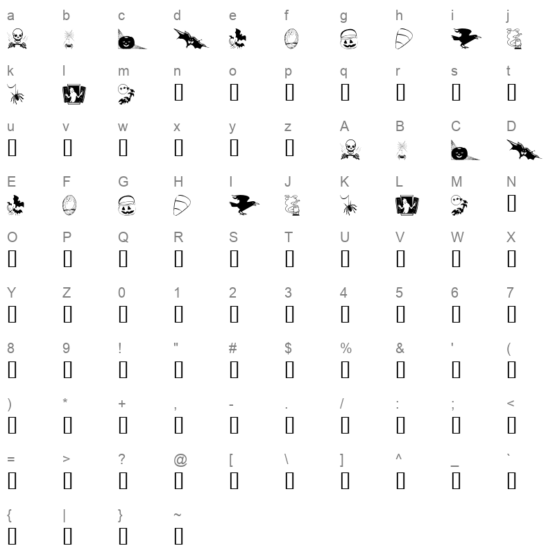 KR Bootown Regular Character Map