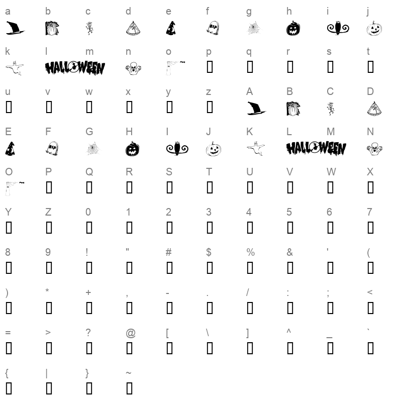 KR Booville Regular Character Map