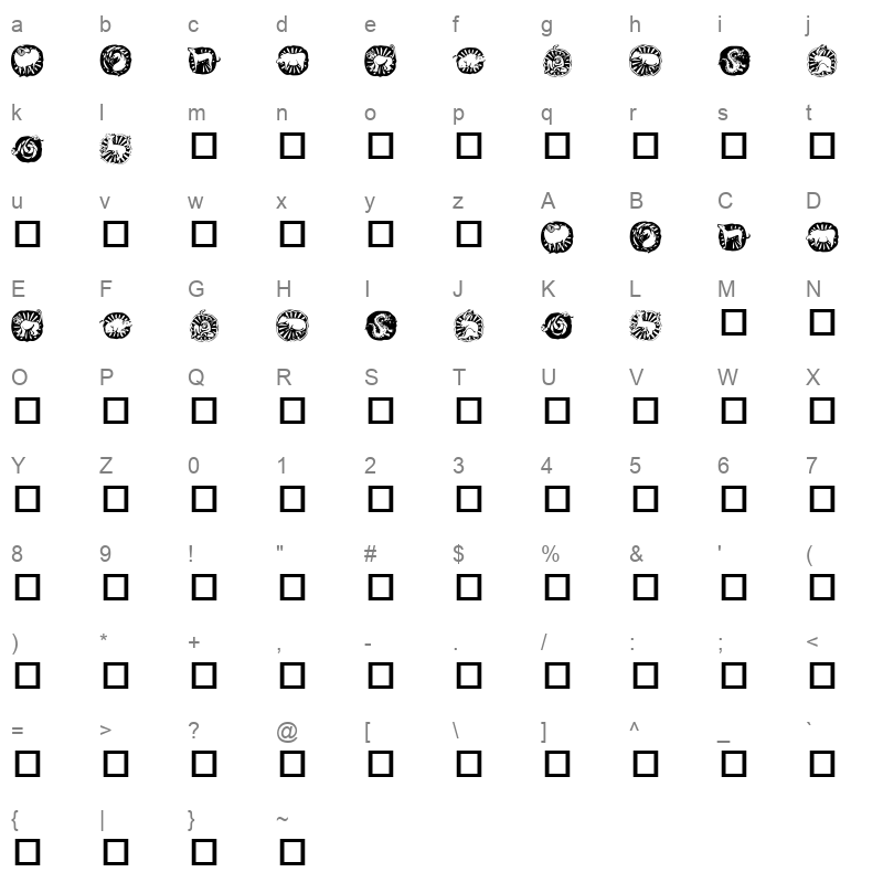 KR Chinese Zodiac Regular Character Map