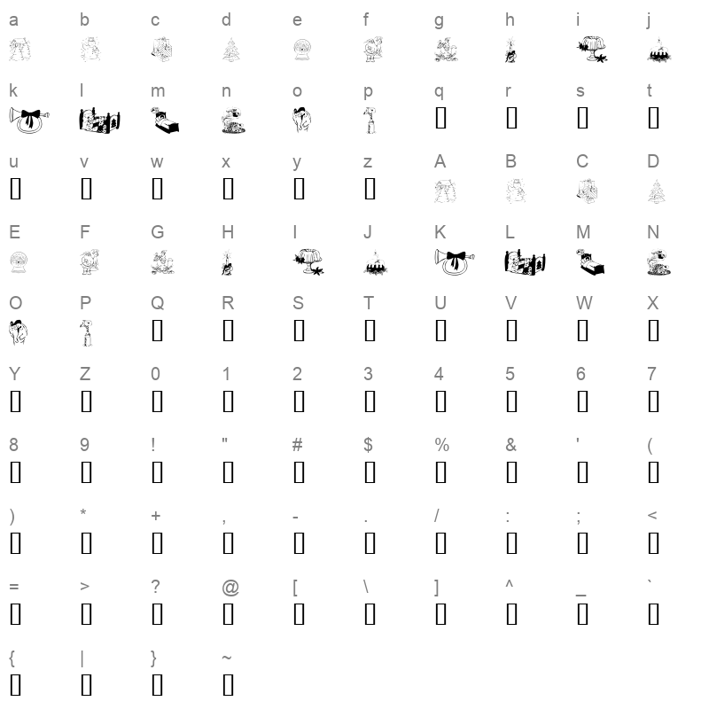 KR Christmas 2002 Dings 1 Regular Character Map