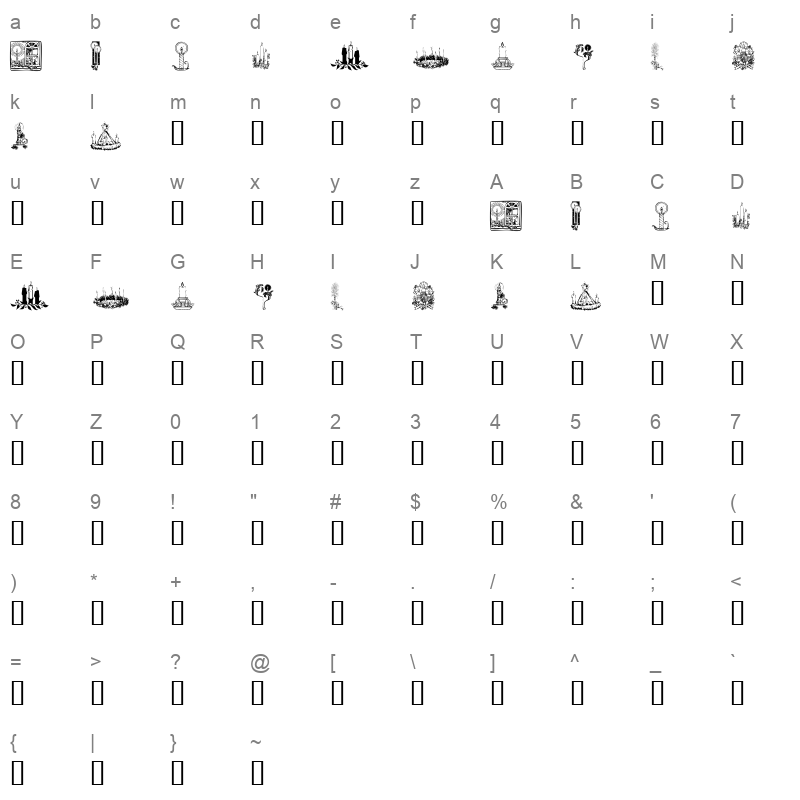 KR Christmas Candles Regular Character Map