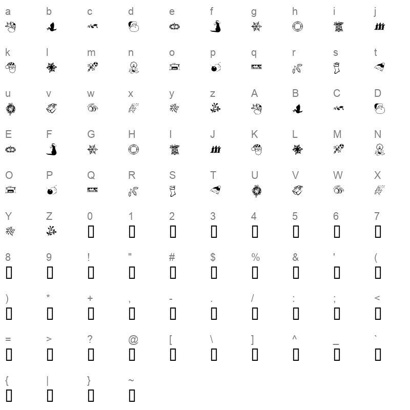 KR Christmas Dings Two Regular Character Map