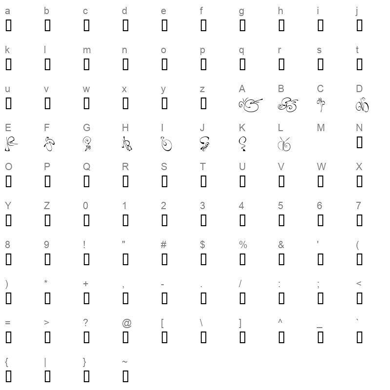 KR Fleur Flair 5 Regular Character Map