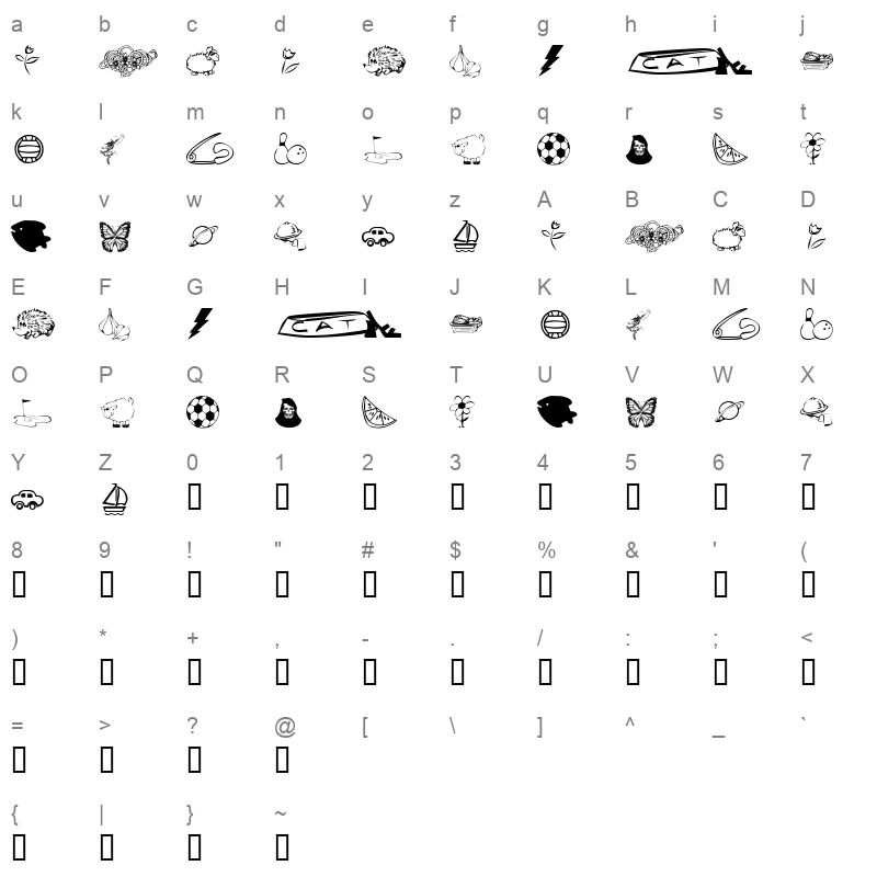 KR Katlings Eight Regular Character Map