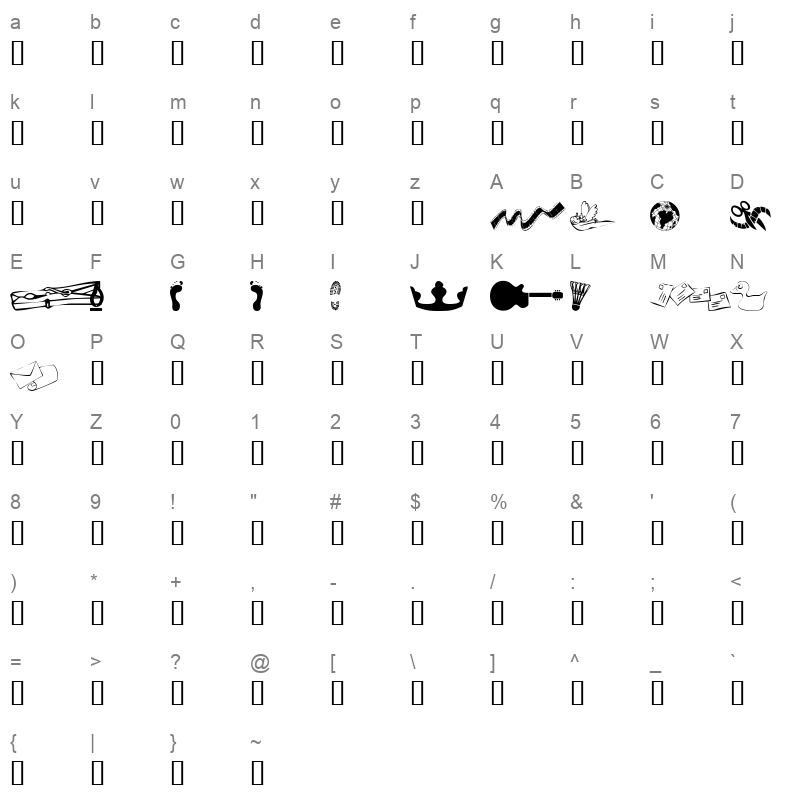 KR Katlings Eleven Regular Character Map