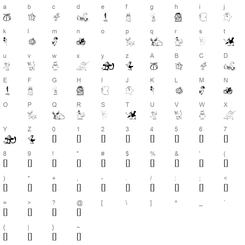 KR Katlings Nine Regular Character Map