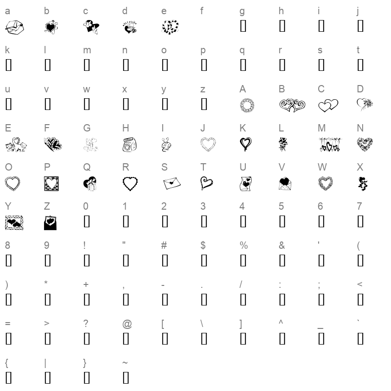 KR Kat's Got A New Valentine Regular Character Map