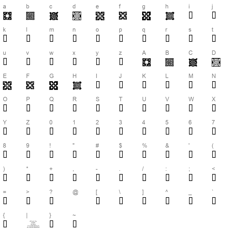KR Keltic Two Regular Character Map
