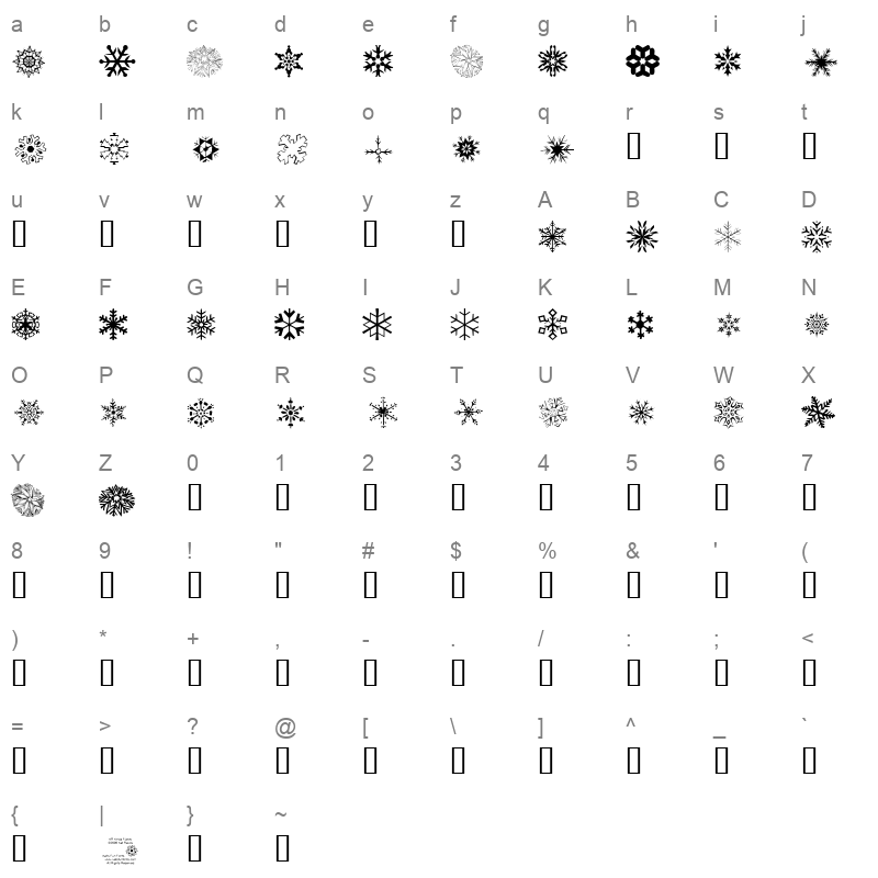 KR Kinda Flakey Regular Character Map
