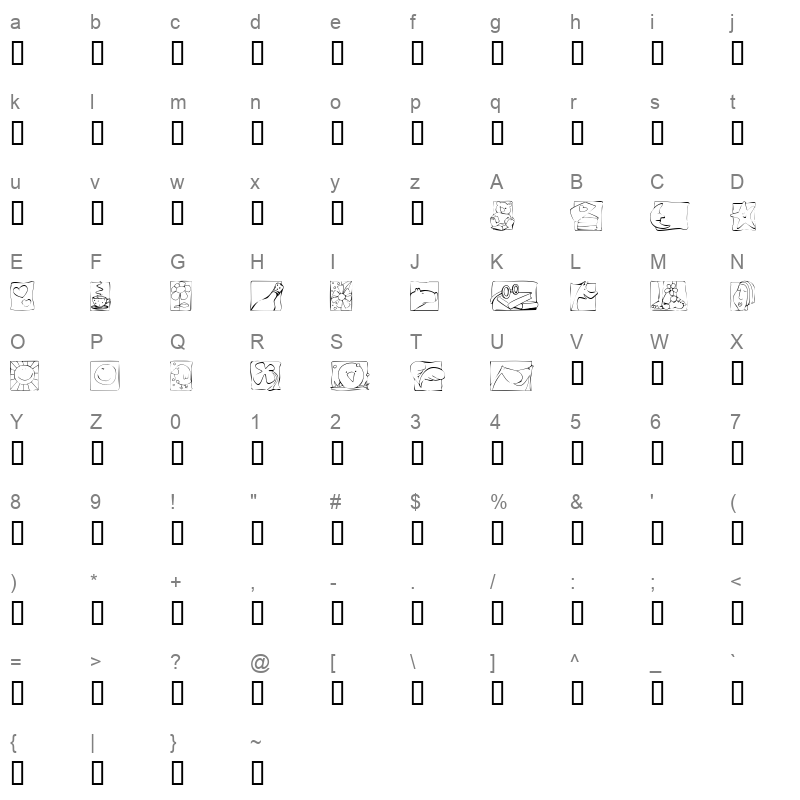 KR Scraps Regular Character Map