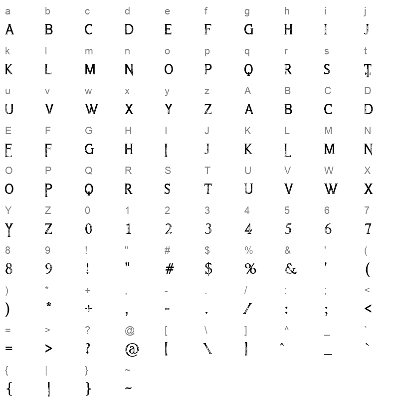 LastRite Character Map