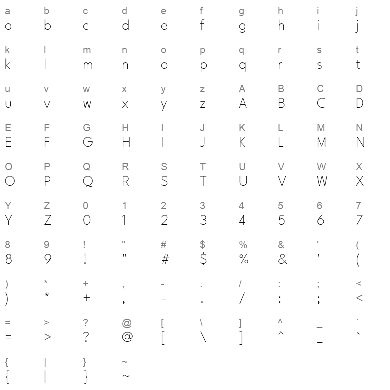 LeagueSpartan VF Character Map