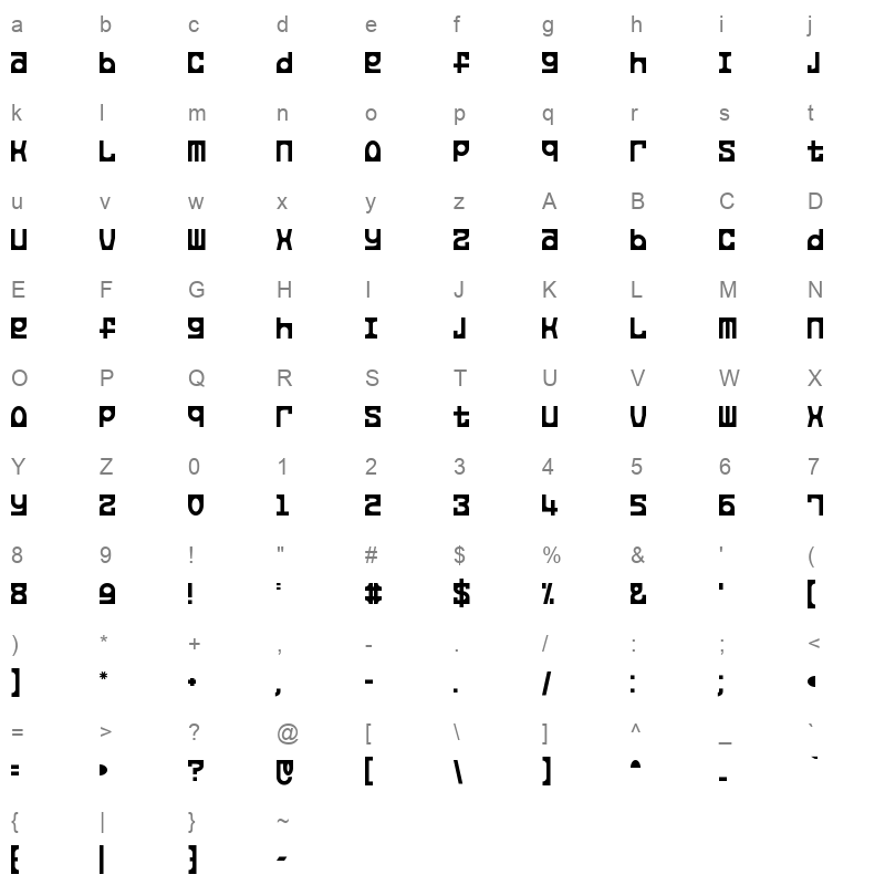 Leporid Regular Character Map