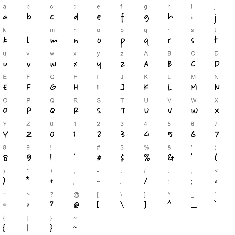 Let's go Holiyay Character Map