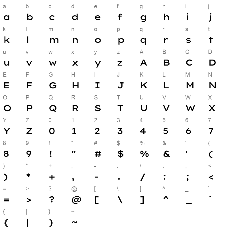 LexendTera Medium Character Map