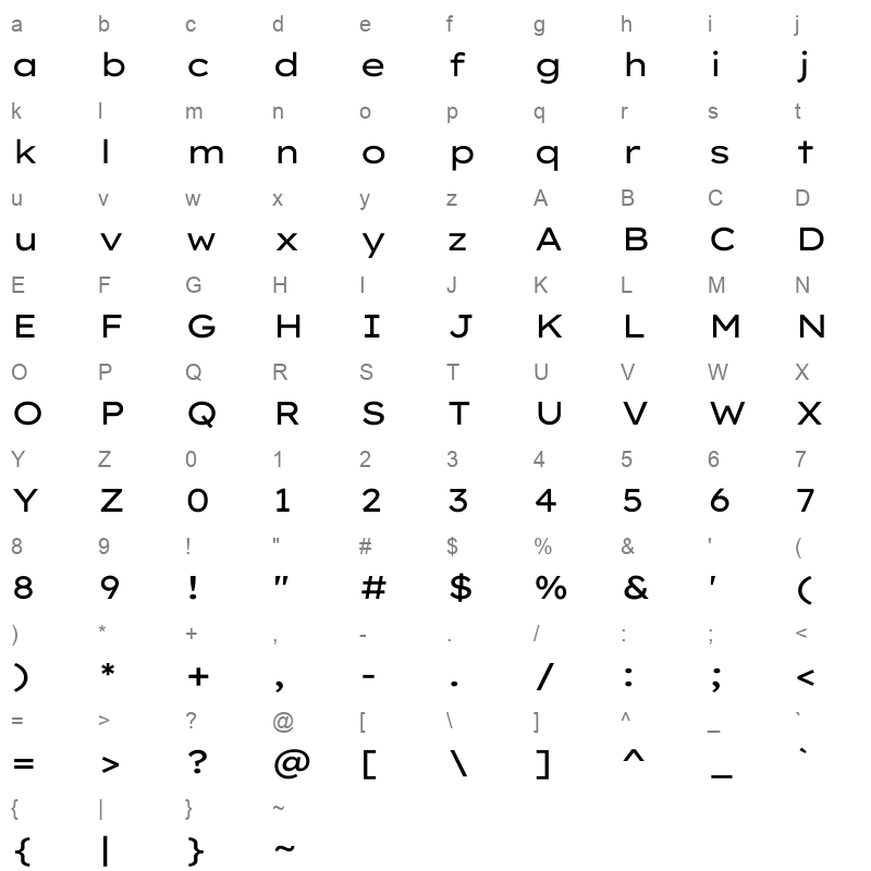 LexendTera Regular Character Map
