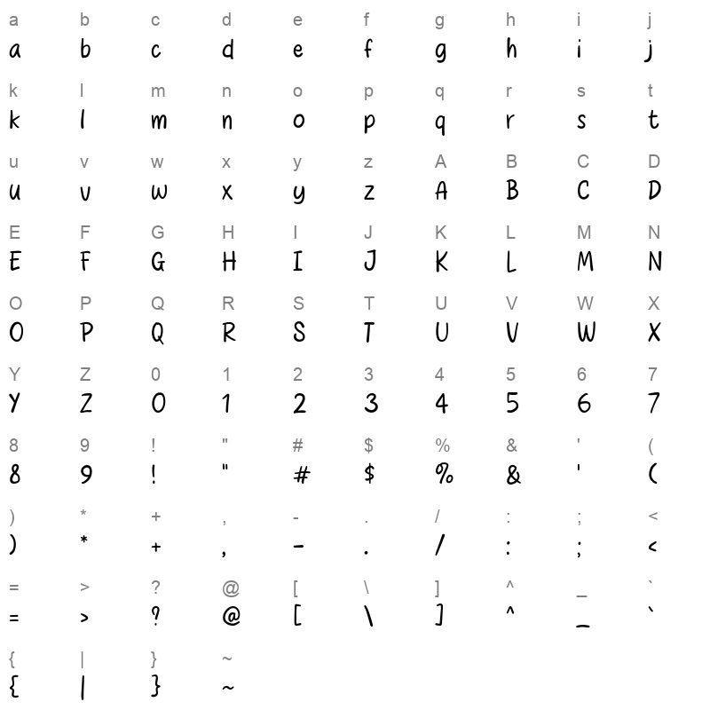 Light Stories otf Character Map