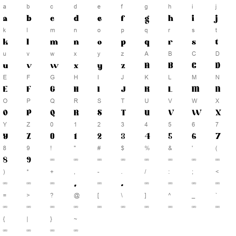 Likevibe TTF Character Map