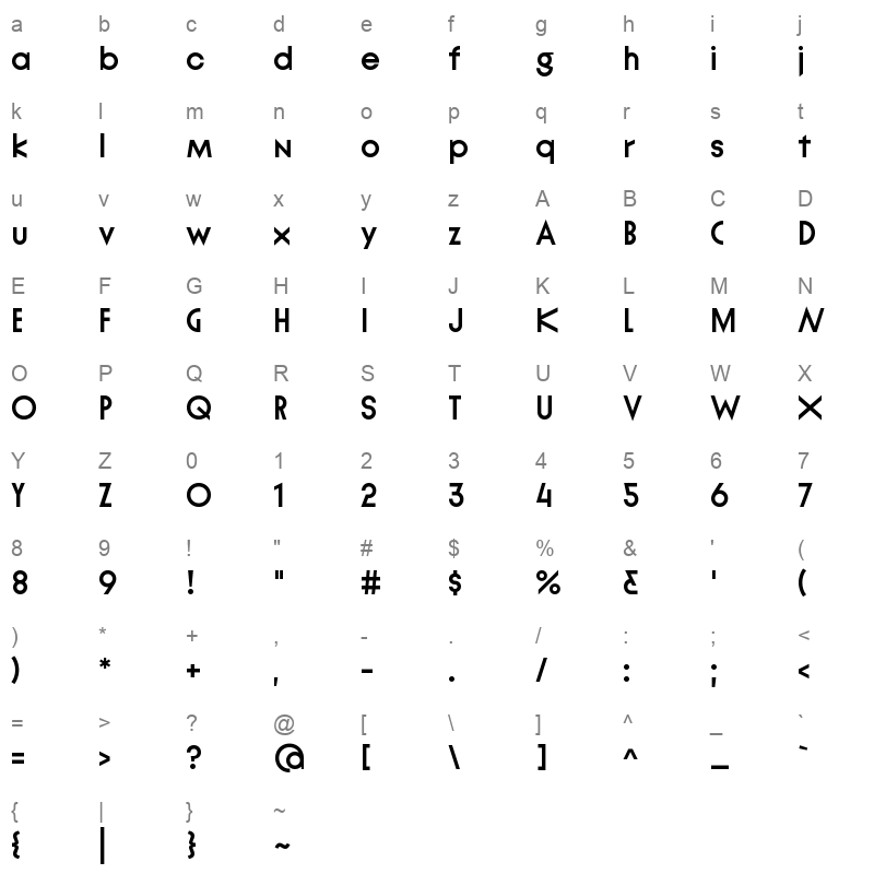 Lineal Medium Character Map