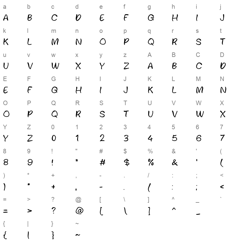 Liquid Juice Character Map